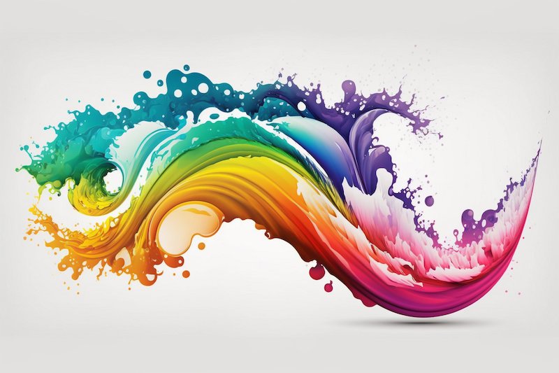 Rainbow wave. Colorful paint splash