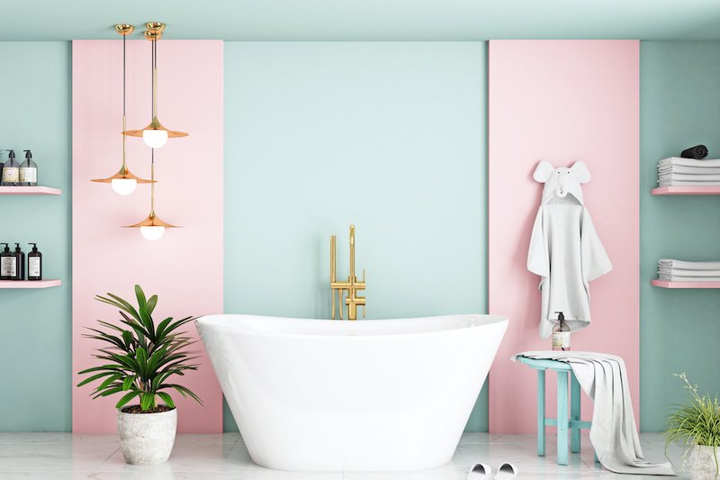Pink bathroom paint