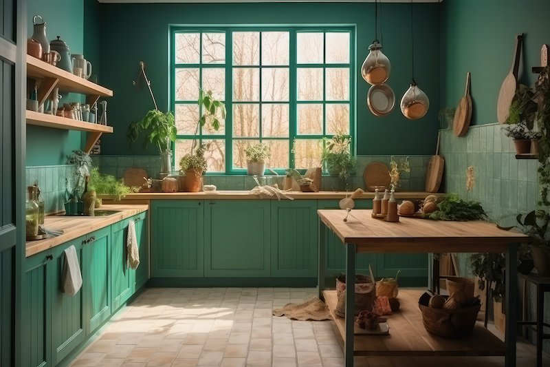 Kitchen cabinet makeover green