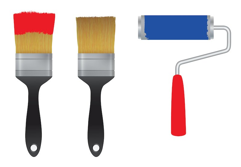 Brush for paint and the roller for paint. Tool. Elements for design.