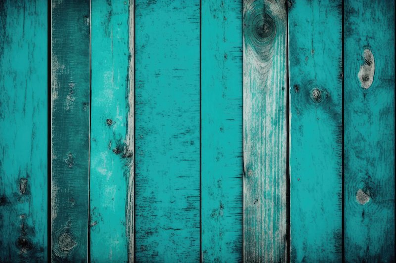 turquoise run down wooden boards. background. Generative AI