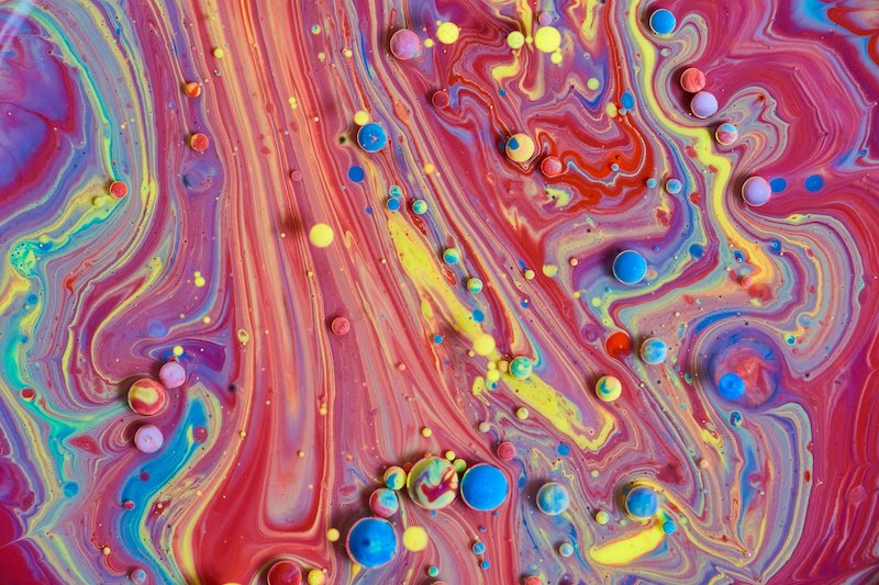 Abstract Milk, Paint, Oil Bubbles Experiment Texture