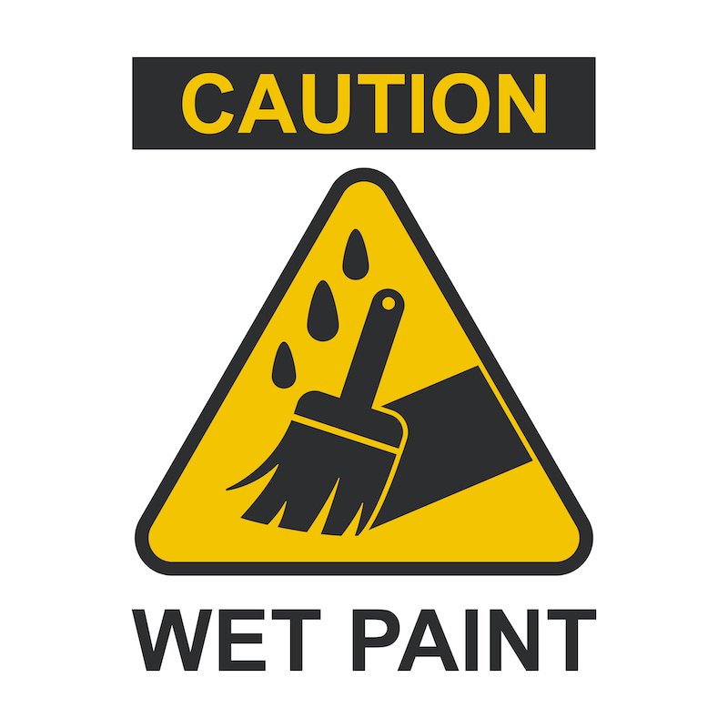 Caution wet paint sign vector.