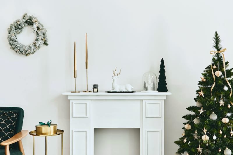Holiday House Painting White Wall Tree
