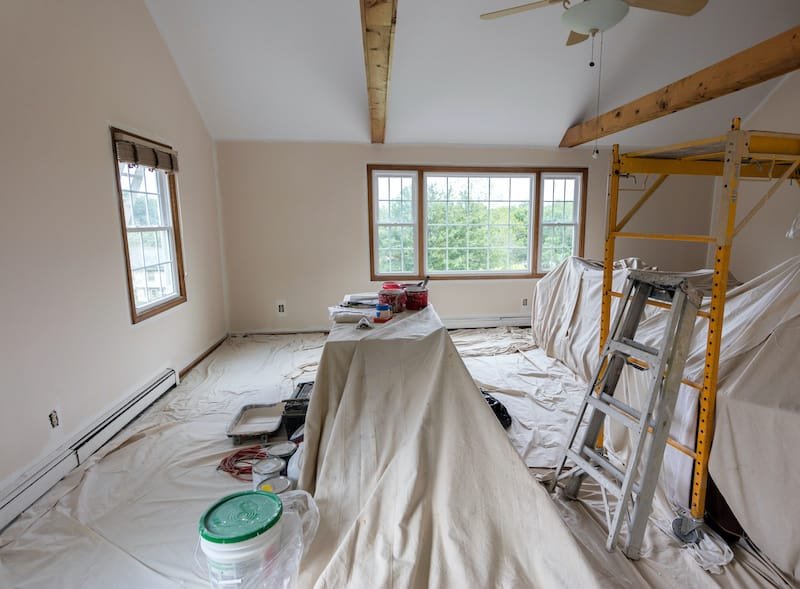 Room in a family house being painted
