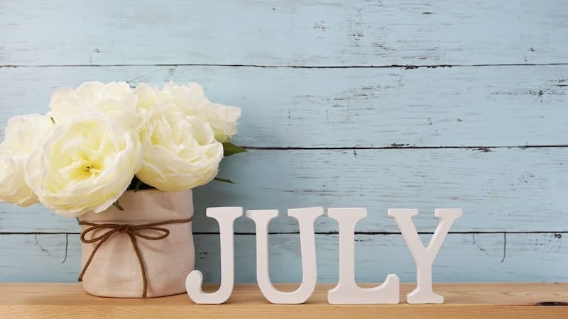 july alphabet letter with space background