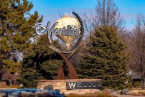 Meridian, Idaho, USA – January 09, 2021: Close up of a welcome sign to small town USA Meridian Idaho