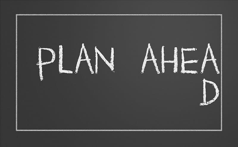 Plan ahead written on a chalkboard for painting