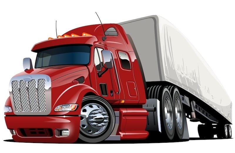 Cartoon semi truck isolated on white background. Available EPS-10 vector format separated by groups and layers for easy edit