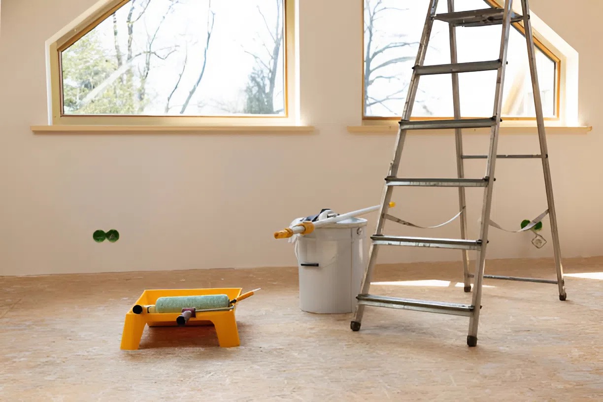 Interior prepared by house painters in Boise, ID, before finishing walls