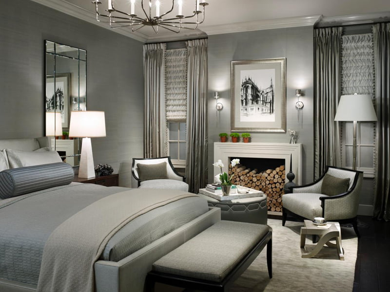 Bedroom with warm greige and soft sage green tones by a professional painting company in Mountain Home, ID